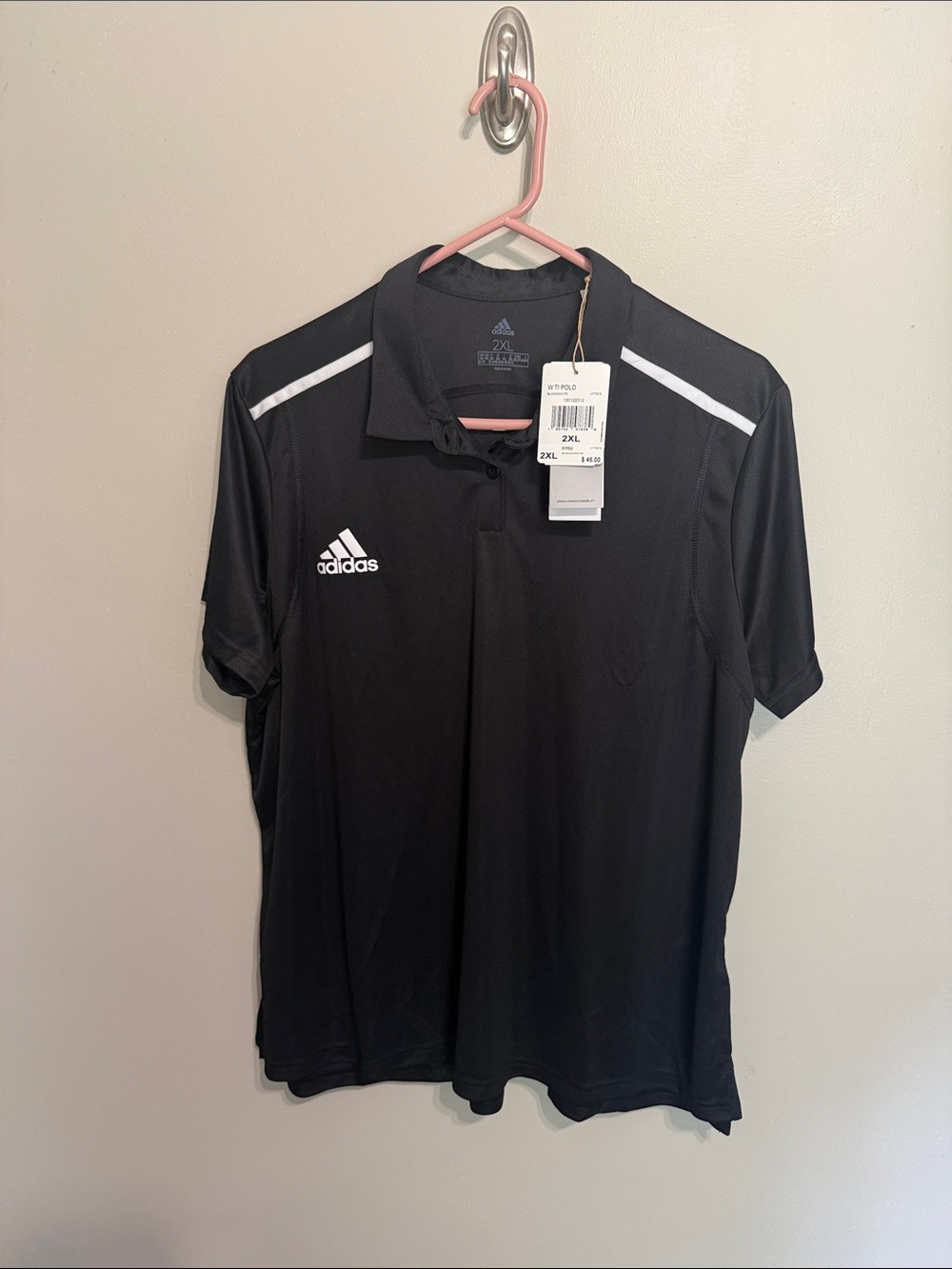 adidas Black Polo with White Accent Stripes